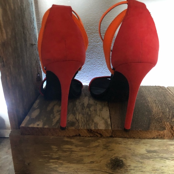 Orange strap open toe heels - Picture 2 of 2